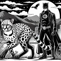 A black and white coloring page of  simple, Cheetah and batman.