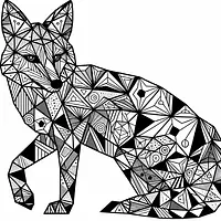A black and white coloring page of  simple, An animal made of triangles.