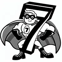 A black and white coloring page of  simple, Number in a superhero costume.