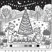 A black and white coloring page of  simple, Planting and Holiday-themed.