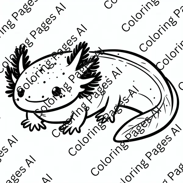 A black and white coloring page of simple, Axolotl. - Coloring Pages AI