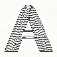 A black and white coloring page of  simple, Letter A.