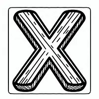 A black and white coloring page of  simple, Letter X.