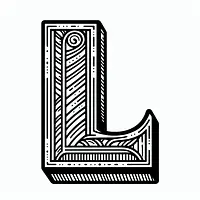 A black and white coloring page of  simple, Letter L.