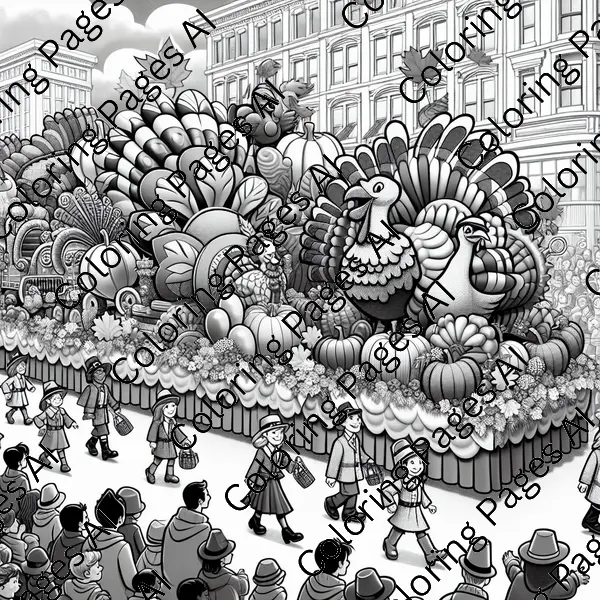 Thanksgiving Day Parade Coloring Page - Coloring Pages AI