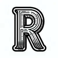 A black and white coloring page of  simple, Letter R.