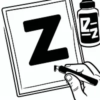 A black and white coloring page of  simple, Letter Z.