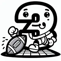 A black and white coloring page of  simple, Number playing football.