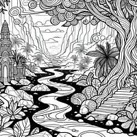 A black and white coloring page of  simple, Path of Exile.
