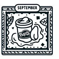 A black and white coloring page of  simple, Play-Doh and september.