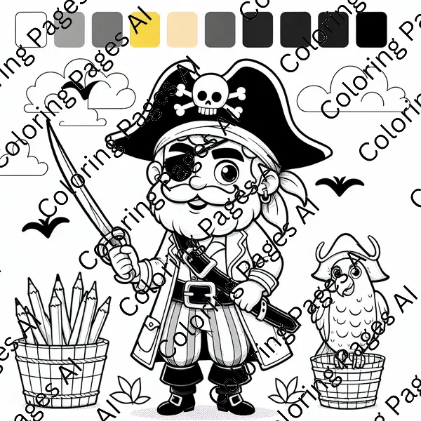 Pirate Coloring Page - Coloring Pages AI