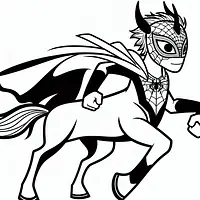 A black and white coloring page of  simple, unicorn ￼ and miles-morales.