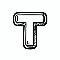 A black and white coloring page of  simple, Letter T.
