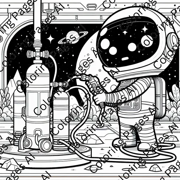 Among Us Impostor Sabotaging Oxygen Coloring Page - Coloring Pages AI