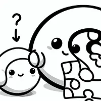 A black and white coloring page of  simple, A Squishmallow doing a puzzle.