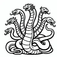 A black and white coloring page of  simple, hydra.