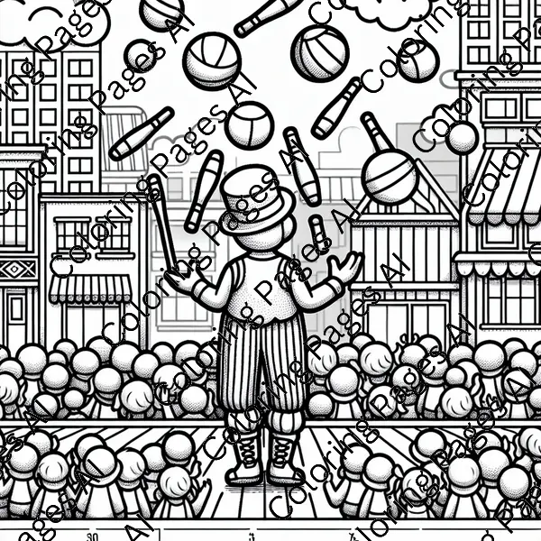 Juggling Coloring Page - Coloring Pages AI