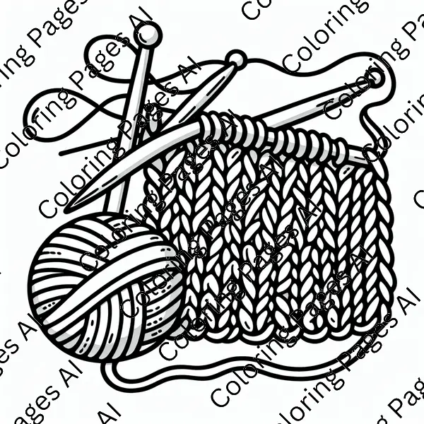 Knitting Coloring Page - Coloring Pages AI