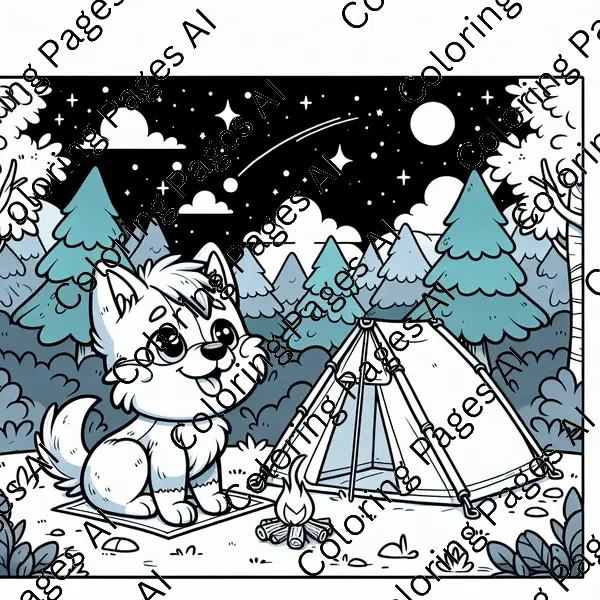 Camping And Outdoors And Bluey Coloring Page - Coloring Pages AI