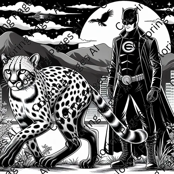 Cheetah And Batman Coloring Page - Coloring Pages AI