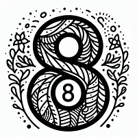 A black and white coloring page of  simple, Number 8.