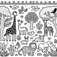 A black and white coloring page of  simple, encanto and zoo.