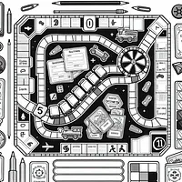 A black and white coloring page of  simple, Ticket to Ride.