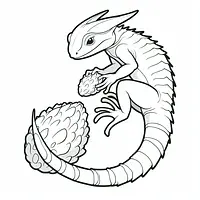 A black and white coloring page of  simple, Horned Lizard and Picking.