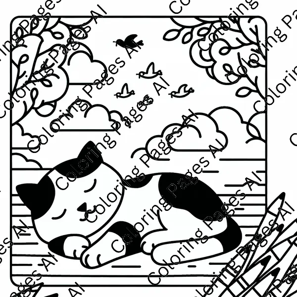 Catnap Playing Coloring Page - Coloring Pages AI