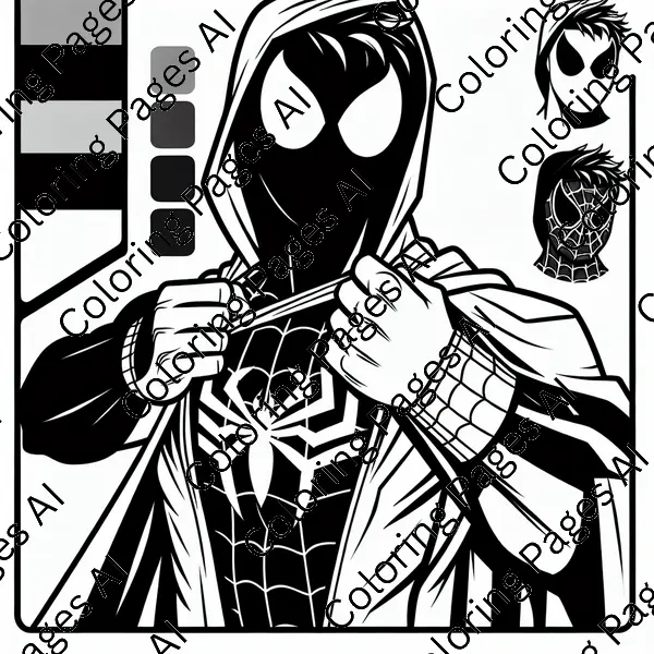 Spiderman Unmasking Himself Coloring Page - Coloring Pages AI