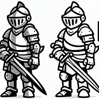 A black and white coloring page of  simple, knight.