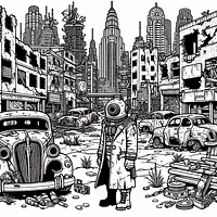A black and white coloring page of  simple, Fallout 4.
