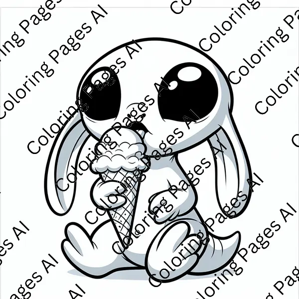 Stitch Eating Ice Cream Coloring Page - Coloring Pages AI
