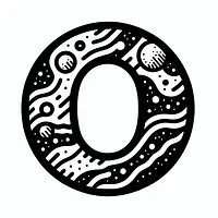 A black and white coloring page of  simple, Letter O.