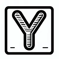 A black and white coloring page of  simple, Letter Y.