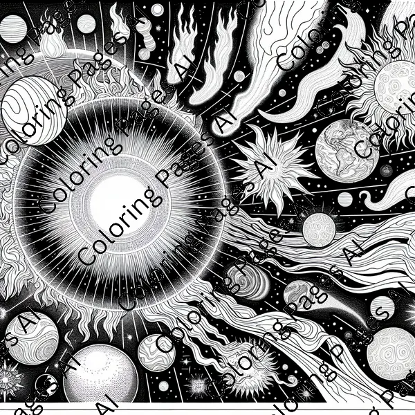 Solar Flares And Auroras Coloring Page - Coloring Pages AI