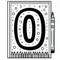 A black and white coloring page of  simple, Number 0.