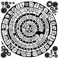 A black and white coloring page of  simple, Trivial Pursuit.