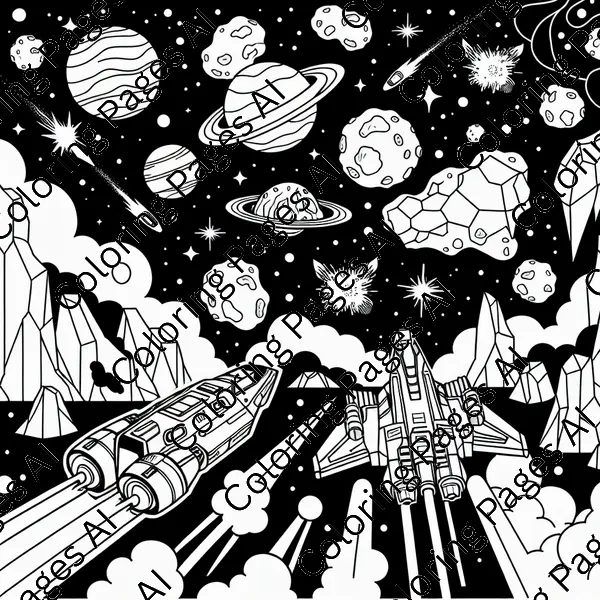 Star Wars Space Battle Scene Coloring Page - Coloring Pages AI