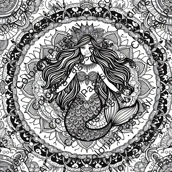Mermaid Mandala Coloring Page - Coloring Pages AI