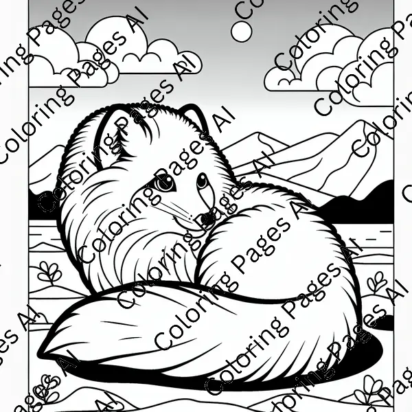 Arctic Fox Coloring Page - Coloring Pages AI