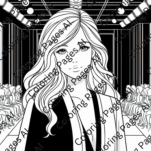 Barbie At A Fashion Show Coloring Page - Coloring Pages AI
