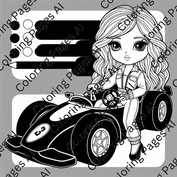 Barbie In A Race Car Coloring Page Coloring Pages AI