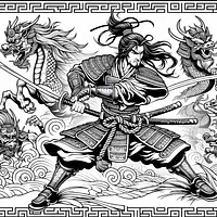 A black and white coloring page of  simple, Sekiro: Shadows Die Twice.