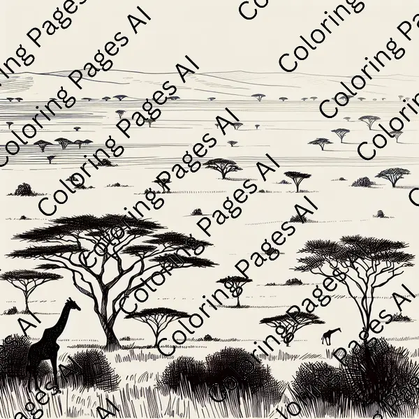 African Savannah Coloring Page Coloring Pages AI