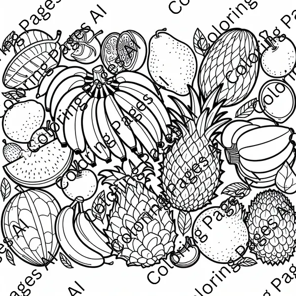 Exotic Fruits Coloring Page Coloring Pages AI