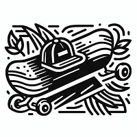 A black and white coloring page of  simple, Skateboard on a ramp.