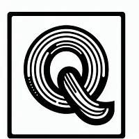 A black and white coloring page of  simple, Letter Q.