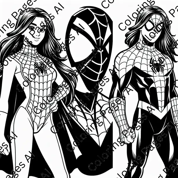 Spiderman With Mary Jane Or Gwen Stacy Coloring Page - Coloring Pages AI