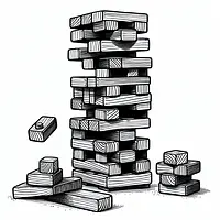 A black and white coloring page of  simple, Jenga.